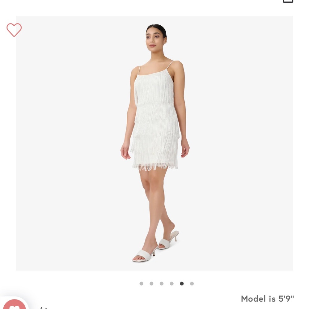 NWT Adrianna Papell Beaded White Fringe Dress